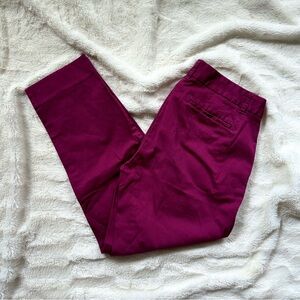 J CREW Cropped Stretch Plum Pants size 4